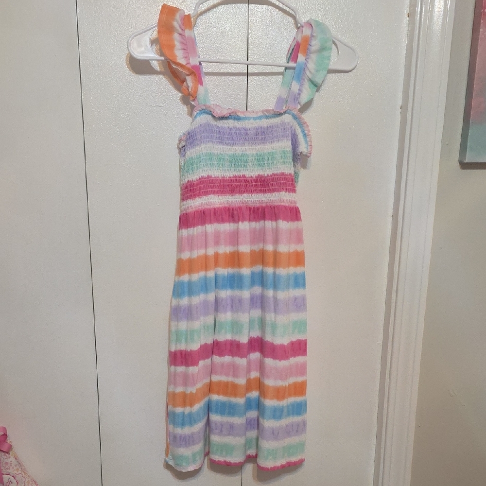 Colorful Striped Kids Dress With Pockets